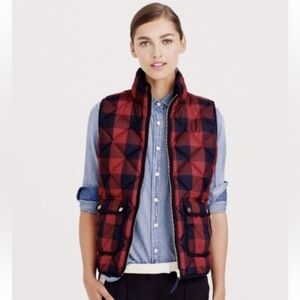 J. Crew Excursion Buffalo Plaid Quilted Down Vest Size XS